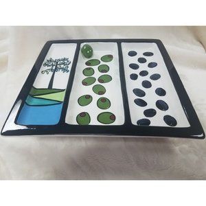 2002 Wynter Rosen Olive Serving Relish Tray with 3 compartments 3D Green olive